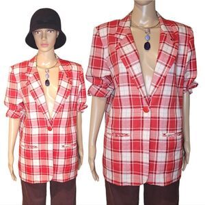 Modern essentials‎ Vintage 90s Lightweight Oversize Plaid Blazer